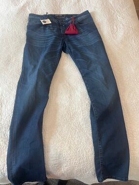 Jacob Cohen Dark Blue Jeans with Red Drawstring Pouch